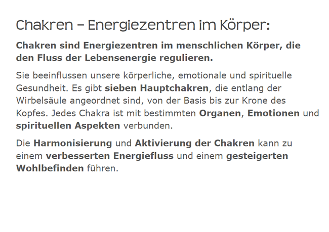 Chakren, Fernheilerin & Chakrenarbeit 